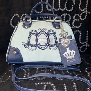 Juicy Couture Lovers Club Bowler Bag Satchel Crossbody Pastel Turquoise New